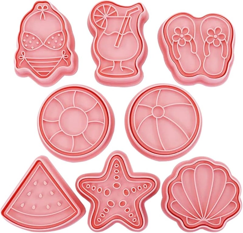 Hawaiian Beach Cookie Cutter Set 8pcs Silicone Baking Molds Sea Star Shell - Image 1